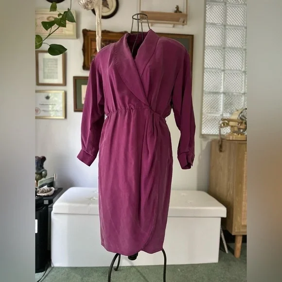 VINTAGE 80s, 100% silk gown, medium/8✨ - Picture 13 of 16